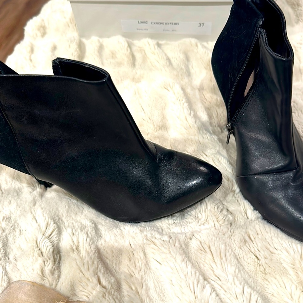 Black and suede booties